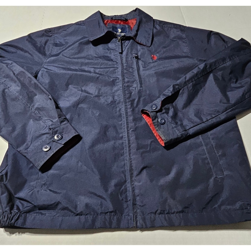 US Polo Assn Full Zip‎ Windbreaker Jacket Collared Long Sleeve Mens Size XL